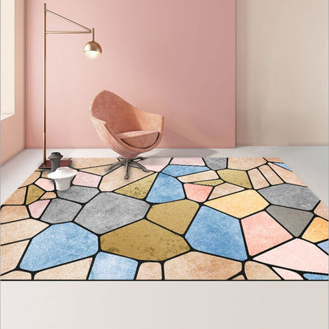 Modern Abstract Geometric Living Room Rug Coffee Table Cushion, 50x80cm, 60x90cm