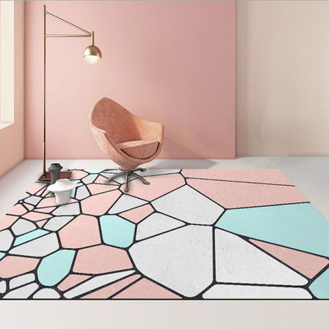 Modern Abstract Geometric Living Room Rug Coffee Table Cushion, 140x200cm