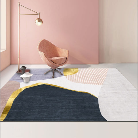 Modern Abstract Geometric Living Room Rug Coffee Table Cushion, 140x200cm