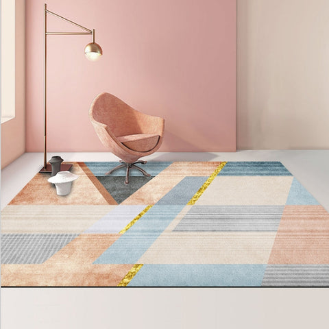 Modern Abstract Geometric Living Room Rug Coffee Table Cushion, 140x200cm