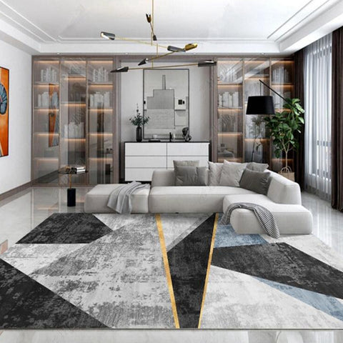 Modern Abstract Geometric Living Room Rug Coffee Table Cushion, 140x200cm