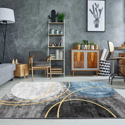 Modern Abstract Geometric Living Room Rug Coffee Table Cushion, 140x200cm