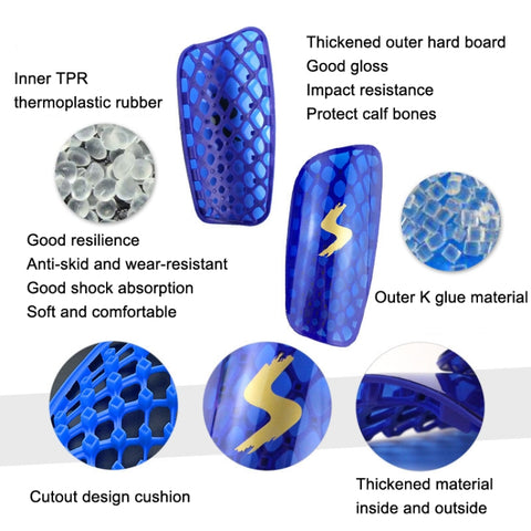 TPR Honeycomb Transparent Leg Protection Plug Board Football Protection Gear, TPR Yellow S, TPR Yellow L, TPR Orange S, TPR Orange L, TPR Blue S, TPR Blue L, TPR Fluorescent Green S, TPR Fluorescent Green L