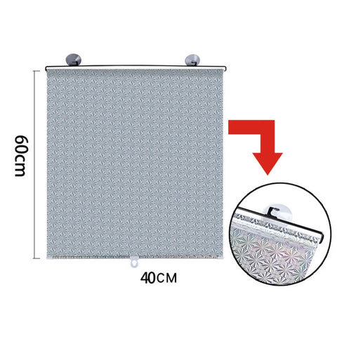 Suction Cup Car Shade Curtain Window Telescopic Roller Blind, Size: 50x125cm Silver Laser, 40x60cm Black Mesh, 40x60cm Silver Lyser, 40x125cm Silver Lyser, 50x125cm Silver Laser, 40x125cm Black Mesh, 45x125cm Silver Lyser, 45x125cm Black Mesh          ...