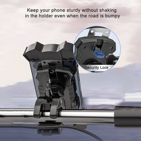 L101+M011 Outdoor Cycling Mechanical Locking Phone Holder, Gray, Black, Blue, Yellow, Red, Green, DIY Color