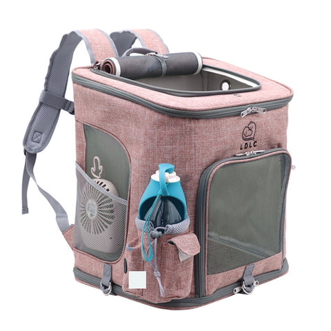 LDLC QS-002-L Foldable And Breathable Portable Pet Backpack, Light Gray, Light Pink, Denim Blue, Ginger Yellow