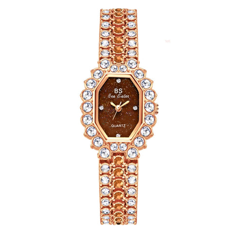 BS Bee Sister  FA1581 Niche Glitter Full Diamond Women Watch, Golden Green, Silver Blue, Rose Coffee, Silver Green