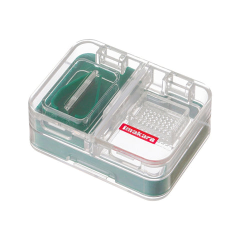 Imakara Mini Square Portable Sealed Medicine Cutter Dispenser Box, Red, Green, Blue, White