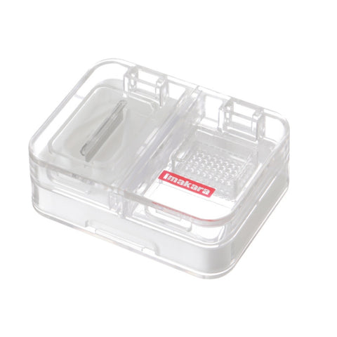 Imakara Mini Square Portable Sealed Medicine Cutter Dispenser Box, Red, Green, Blue, White