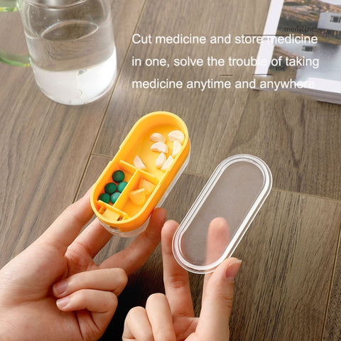 Home Convenient Transparent Tablet Divider Compartments Medicine Boxes, Yellow, Green, Pink, Orange