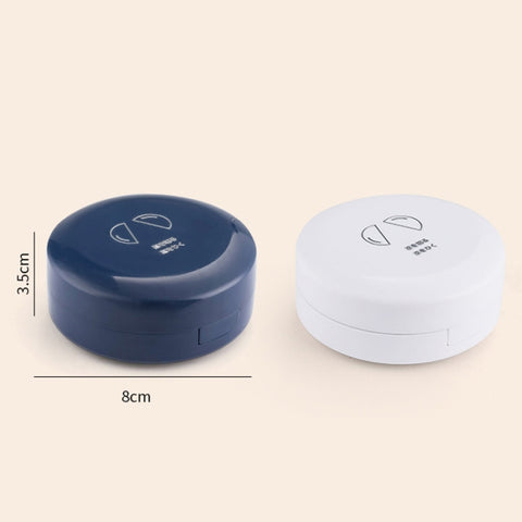 Double-layer Round Eight Grids Portable Medicine Box with Cutter, White, Blue