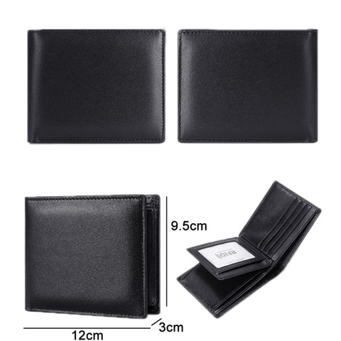 TP-215 Leather RFID Anti-theft Tri-fold Short Wallet, Brown, Blue, Orange, Black