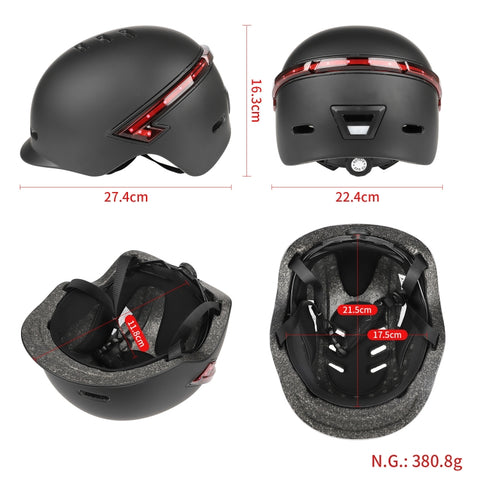 Cycling Helmet Ultralight Bicycle Helmet with Warning Light Remote Control, Cycling Helmet (Black), Cycling Helmet (White)