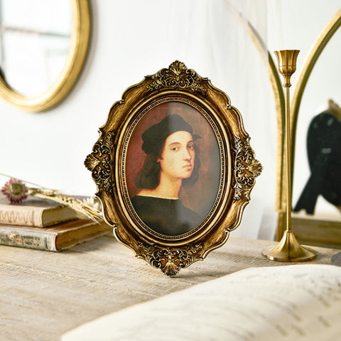 Retro Imitation Wood Home Decor Photo Frames, Spec:, Square-6 inches, Square-7 inches, Arched-6 inches, Arched-7 inches, Oval-6 inches, Oval-7 inches, Bow Round Box, A Model, B Model, C Model, D Model