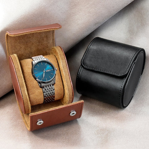 PU Leather Watch Protective Dustproof Display Box Portable Storage Box, 1 Slots