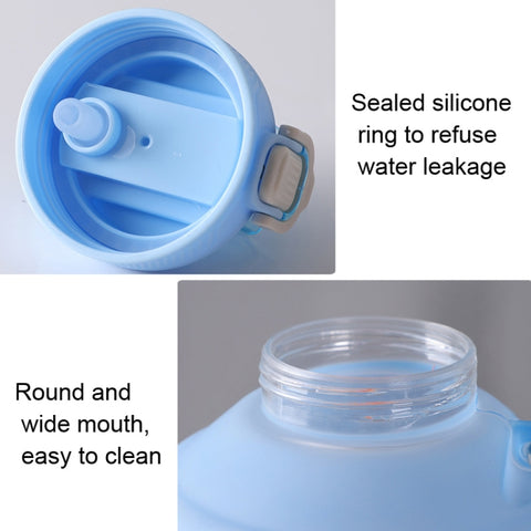 Large Capacity Gradient Straw Cup Sports Bottle With Scale, 1500ml, 2300ml, 3800ml
