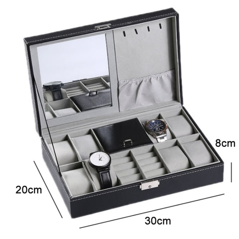 8-Bit Watch Display Storage Box Necklace Ring Jewelry Box With Mirror, 8-Bit Watch Display Box