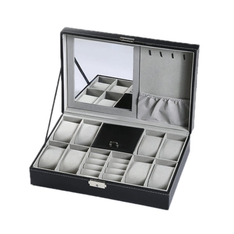 8-Bit Watch Display Storage Box Necklace Ring Jewelry Box With Mirror, 8-Bit Watch Display Box