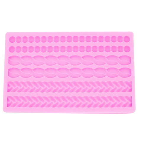Pearl Twist Braided Fondant Cake Silicone Mold, Pink, Grey