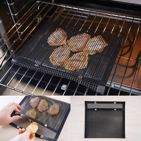 Vc005 BBQ Non-Stick Mesh Grilling Bag, Size:, Black (24 x 14cm), Black (22 x 27cm), Black (30 x 27cm), Black (40 x 30cm)