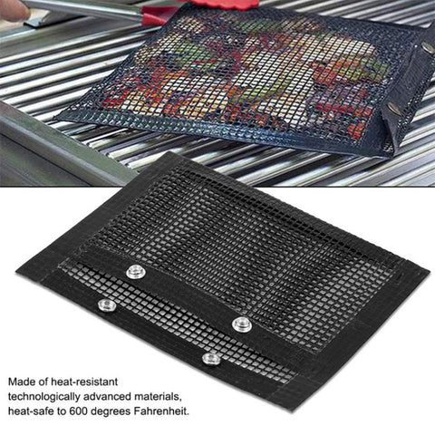 Vc005 BBQ Non-Stick Mesh Grilling Bag, Size:, Black (24 x 14cm), Black (22 x 27cm), Black (30 x 27cm), Black (40 x 30cm)