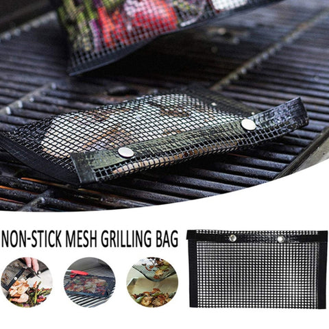 Vc005 BBQ Non-Stick Mesh Grilling Bag, Size:, Black (24 x 14cm), Black (22 x 27cm), Black (30 x 27cm), Black (40 x 30cm)