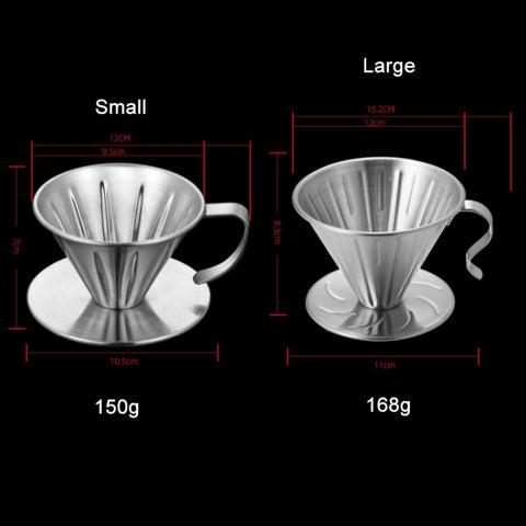 Double-layer Stainless Steel Pour-over Coffee Filter, Size:, Small, Large