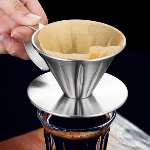Double-layer Stainless Steel Pour-over Coffee Filter, Size:, Small, Large