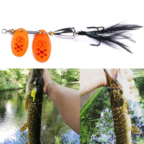 HENGJIA SP304 6.5cm 13g Feather Hook Rotating Sequin Road Lure Bait, SP304 Yellow, SP304 Orange Red, SP304 Black