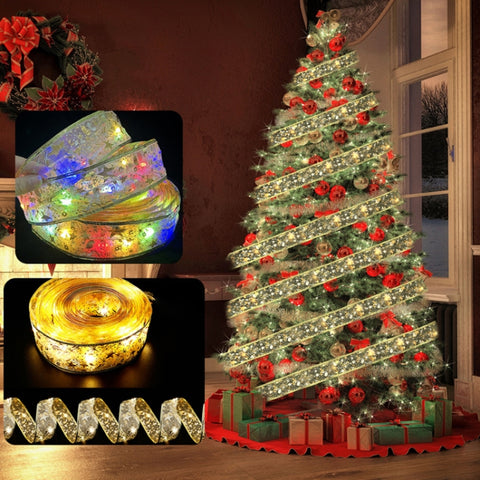 Christmas LED Lights Bronzing Double Ribbon String Lights, 1m, 2m, 4m, 5m, 10m, 20m