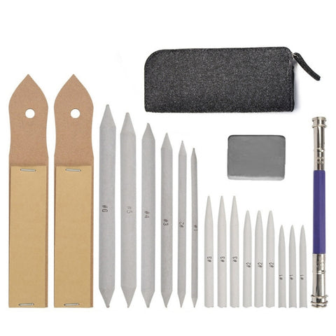 19 In 1 Blending Smudge Stump Stick Tortillon Sketch Art Drawing Charcoal Sketcking Tool Pen, 19 In 1