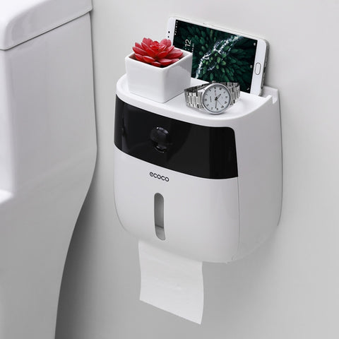 ECOCO E1804 Toilet Multifunctional Double-layers Tissue Rack, White+Gray, White+Black, Pink+Pink, Blue+Blue