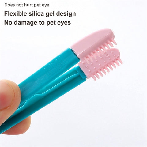 Cat Eye Brush Pet Eye Cleaner Cat Hair Knot Brush, Blue Pink, All Blue