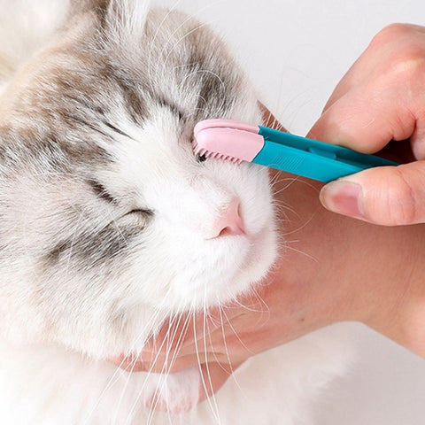 Cat Eye Brush Pet Eye Cleaner Cat Hair Knot Brush, Blue Pink, All Blue