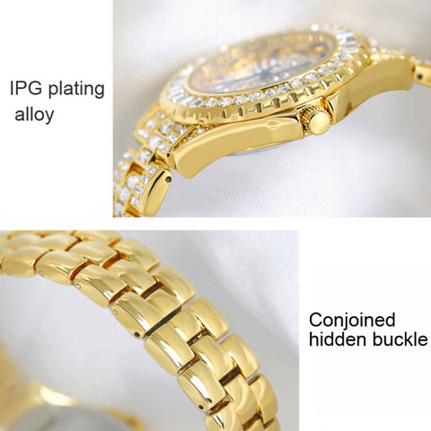 BS Bee Sister FA1686 Diamond Inlaid Ladies Watch Jewelry Chain Watch, Silver, Silver Golden, Gold