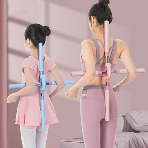 CHANGKUAI Yoga Hunchback Corrector Adjustable Open Shoulder Standing Training Stick, Pink, Blue, Green