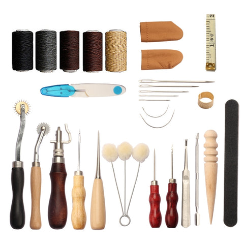 Handmade Leather DIY Tool Set Sewing Craft Tool Set, 29 In 1, 48 In 1