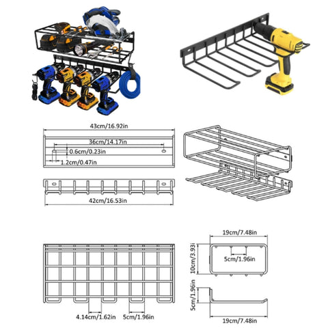 Wall Mounted Handheld Drill Tool Storage Rack, Complete set, Single Rack