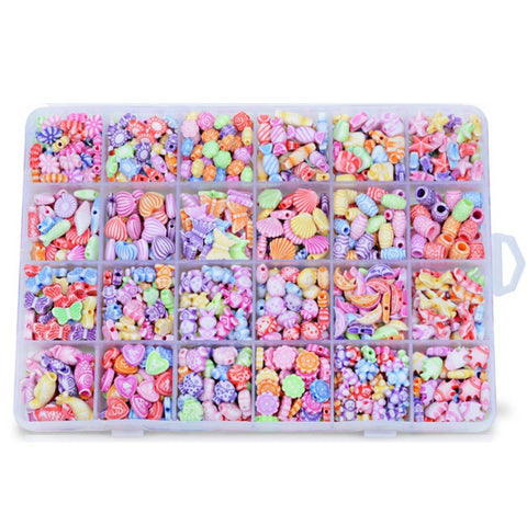 24 Grid Acrylic Beaded Kids DIY Necklace Bracelet Toys