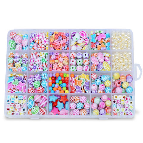 24 Grid Acrylic Beaded Kids DIY Necklace Bracelet Toys