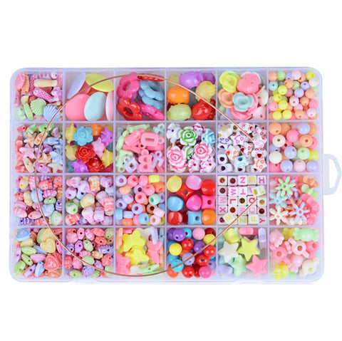 24 Grid Acrylic Beaded Kids DIY Necklace Bracelet Toys