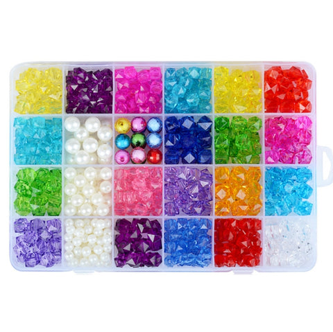 24 Grid Acrylic Beaded Kids DIY Necklace Bracelet Toys