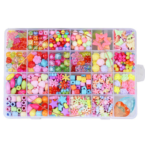 24 Grid Acrylic Beaded Kids DIY Necklace Bracelet Toys