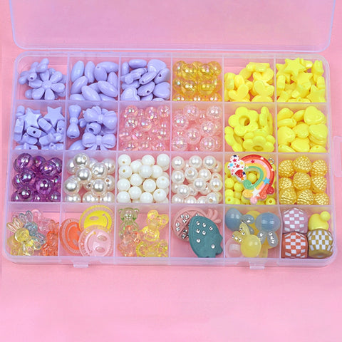 24 Grid Acrylic Beaded Kids DIY Necklace Bracelet Toys