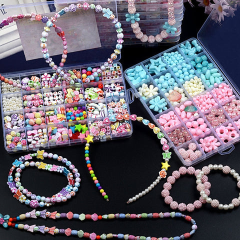 24 Grid Acrylic Beaded Kids DIY Necklace Bracelet Toys