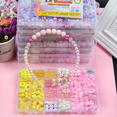 24 Grid Acrylic Beaded Kids DIY Necklace Bracelet Toys