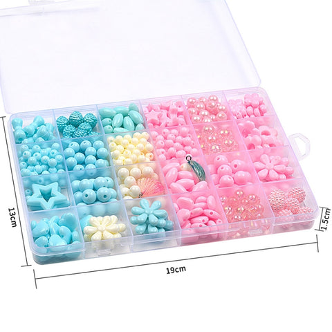 24 Grid Acrylic Beaded Kids DIY Necklace Bracelet Toys