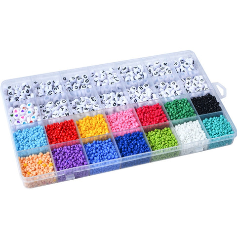28 Grid Alphabet Beads Rice Beads DIY Beaded Bracelet Material, 28 Grid