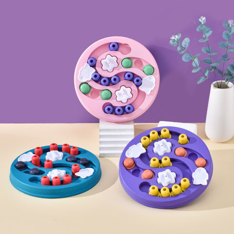 Pet Maze Educational Toy Interactive Slow Food Box, Pink, Blue, Purple