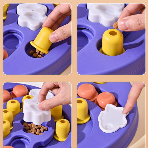 Pet Maze Educational Toy Interactive Slow Food Box, Pink, Blue, Purple